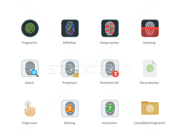 Fingerprint color icons on white background Stock photo © tkacchuk