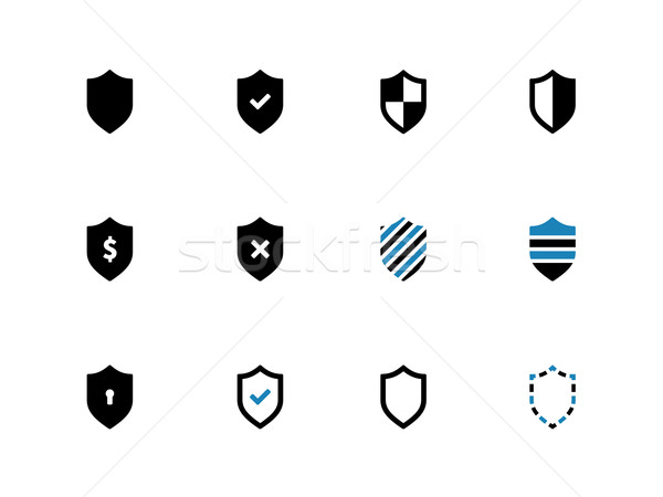 Shield duotone icons on white background. Stock photo © tkacchuk