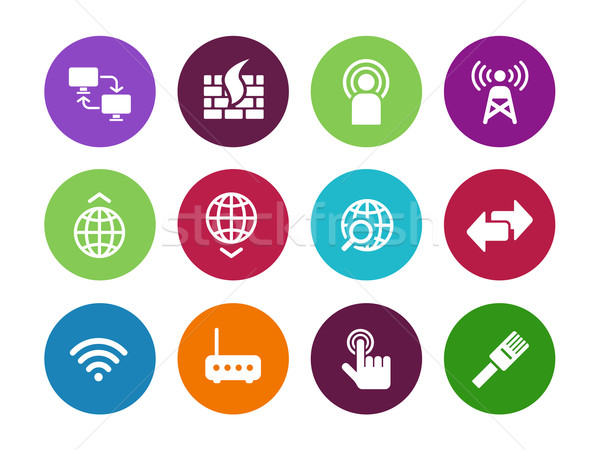 Networking circle icons on white background. Stock photo © tkacchuk