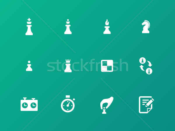 Chess strategy icons on green background. Stock photo © tkacchuk