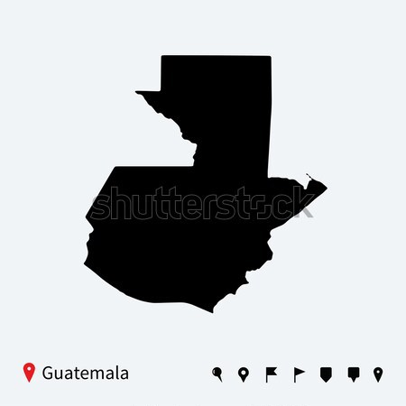 High detailed vector map of Guatemala with navigation pins. Stock photo © tkacchuk