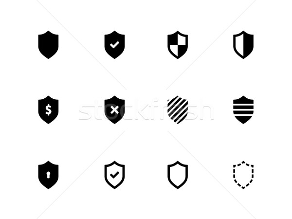 Shield icons on white background. Stock photo © tkacchuk