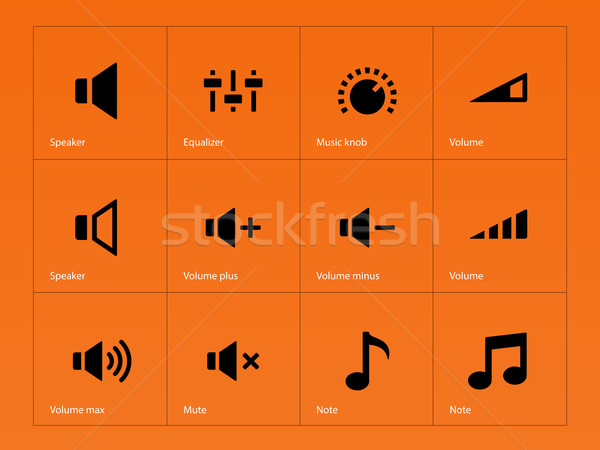 Speaker icons on orange background. Stock photo © tkacchuk