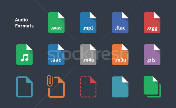 Set of Audio File Extension icons. Stock photo © tkacchuk
