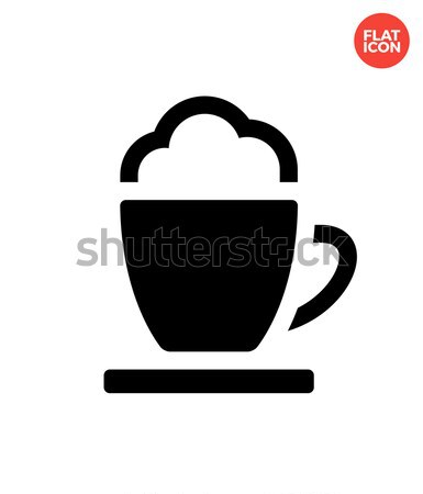 [[stock_photo]]: Mousse · café · simple · icône · blanche · signe