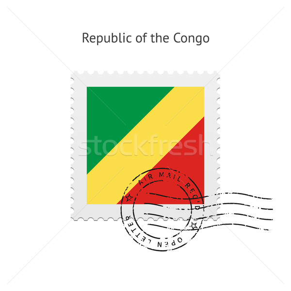 Köztársaság Kongó zászló postabélyeg fehér felirat Stock fotó © tkacchuk