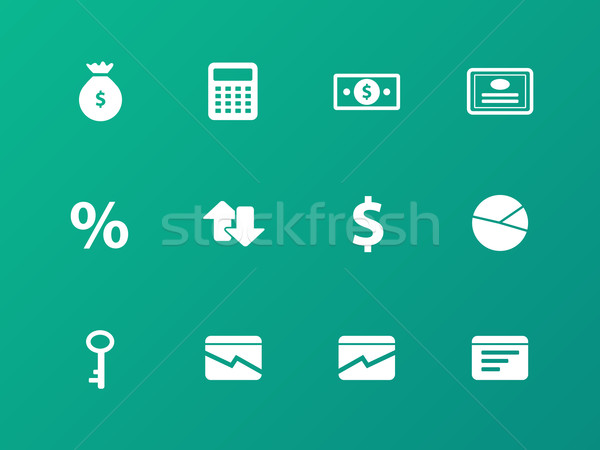 Economy icons on green background. Stock photo © tkacchuk