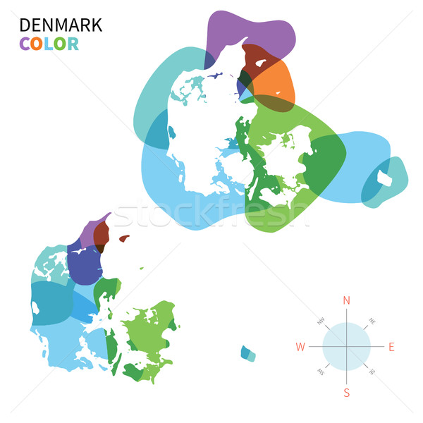 Abstract vector color map of Denmark with transparent paint effect. Stock photo © tkacchuk