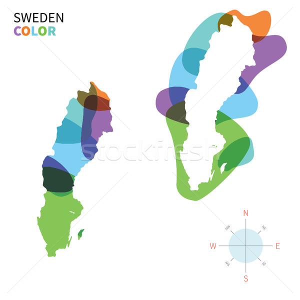 Absztrakt vektor szín térkép Svédország átlátszó Stock fotó © tkacchuk