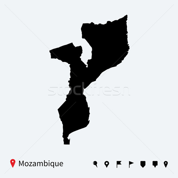 Magas részletes vektor térkép Mozambik navigáció Stock fotó © tkacchuk