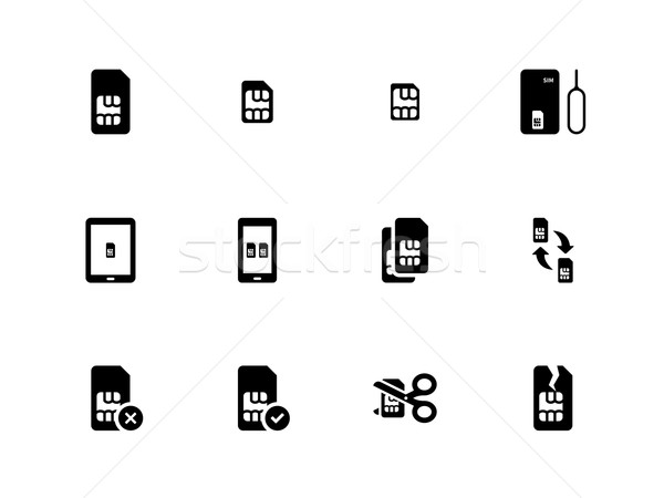 Mobile phone SIM icons on white background. Stock photo © tkacchuk