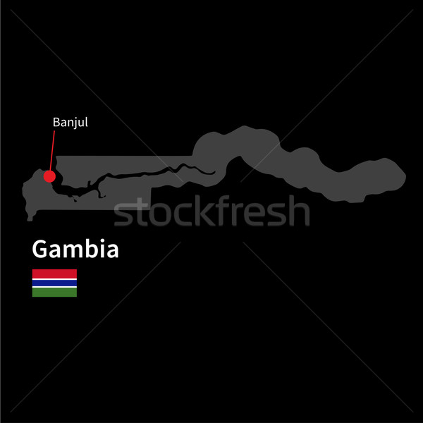 Detaillierte Karte Gambia Stadt Flagge schwarz Stock foto © tkacchuk