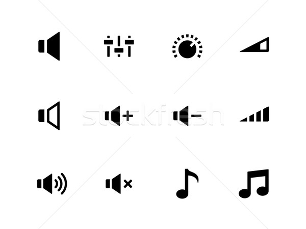 Speaker icons on white background. Volume control. Stock photo © tkacchuk