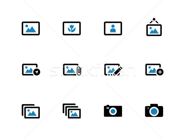Fényképek kamera ikonok fehér keret háló Stock fotó © tkacchuk