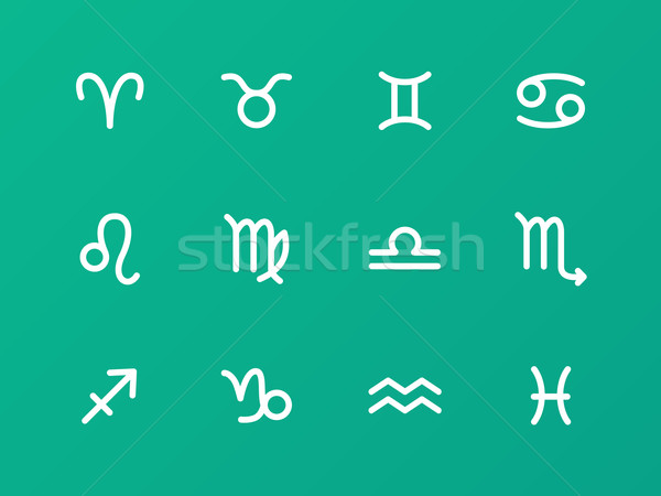 Zodiac icons on green background. Stock photo © tkacchuk