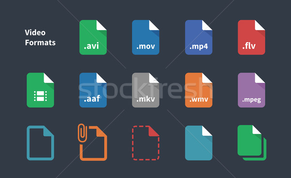 Set of Video File Formats icons. Stock photo © tkacchuk