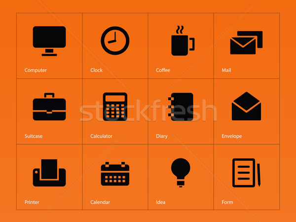 Foto stock: Negócio · ícones · laranja · dinheiro · relógio · projeto