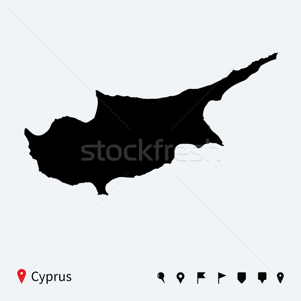 Yüksek ayrıntılı vektör harita Kıbrıs navigasyon Stok fotoğraf © tkacchuk