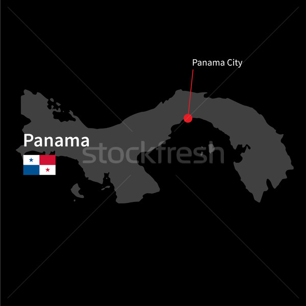 Detallado mapa Panamá ciudad bandera negro Foto stock © tkacchuk