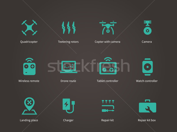 Delivery air drone icons set. Stock photo © tkacchuk