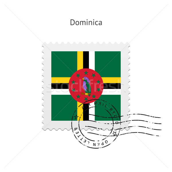Dominica Flagge Briefmarke weiß Zeichen Schreiben Stock foto © tkacchuk