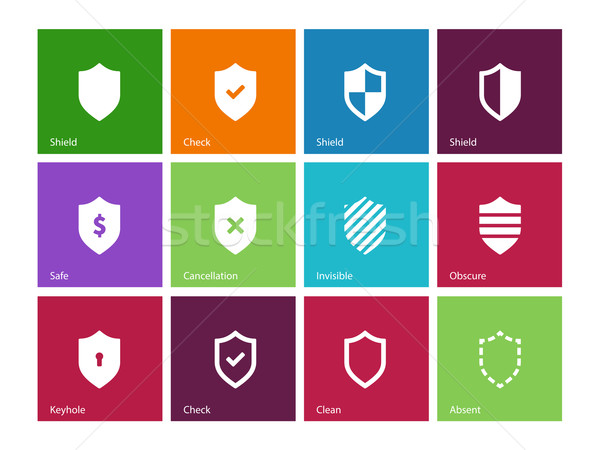 Shield icons on color background. Stock photo © tkacchuk