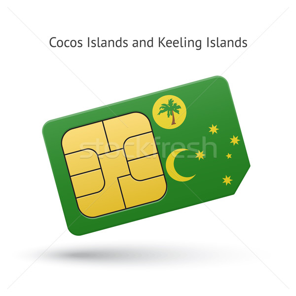 Cocos and Keeling Islands mobile phone sim card with flag. Stock photo © tkacchuk