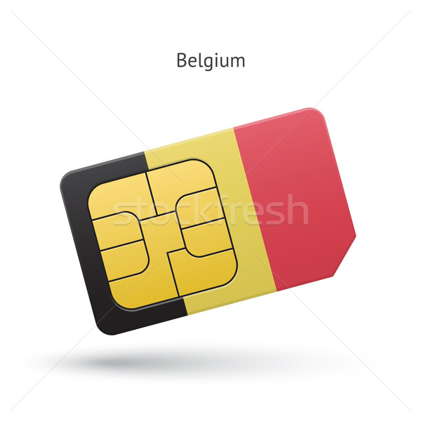 Stock photo: Belgium mobile phone sim card with flag.