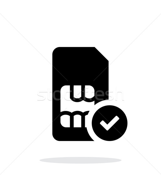 SIM card with accept sign simple icon on white background. Stock photo © tkacchuk