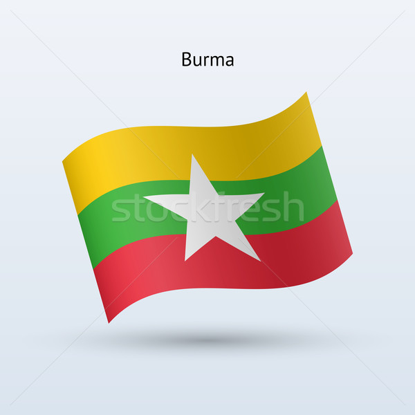 Burma flag waving form. Vector illustration. Stock photo © tkacchuk