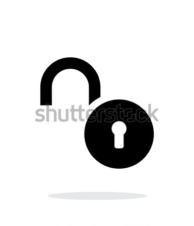 Candado abierto icono blanco seguridad web Foto stock © tkacchuk