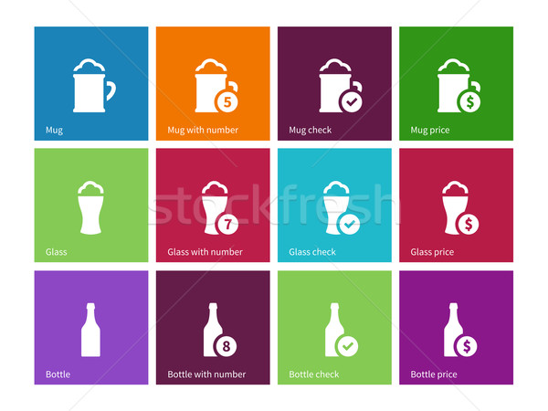 Beer icons on color background. Stock photo © tkacchuk