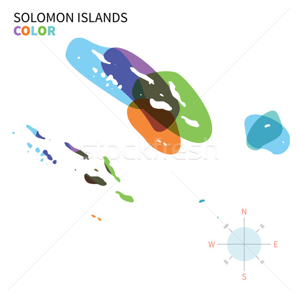Abstract vector color map of Solomon Islands with transparent paint effect. Stock photo © tkacchuk