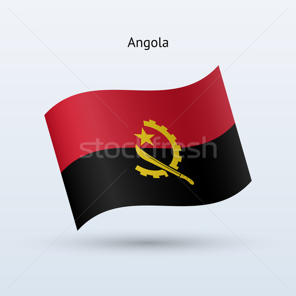 Angola flag waving form. Vector illustration. Stock photo © tkacchuk