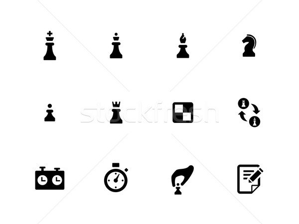 Chess icons on white background. Stock photo © tkacchuk