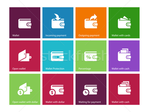 Wallet and translation icons on color background Stock photo © tkacchuk