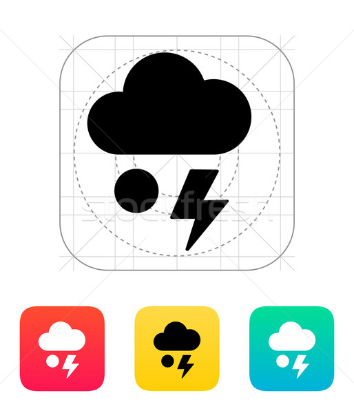 Hail with lightning weather icon. Stock photo © tkacchuk