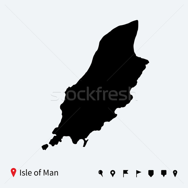 High detailed vector map of Isle of Man with navigation pins. Stock photo © tkacchuk