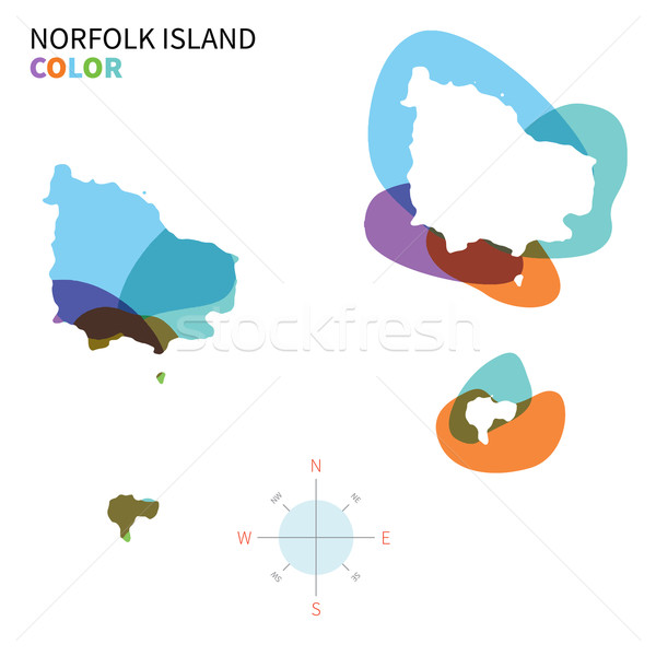 Abstract vector color map of Norfolk Island with transparent paint effect. Stock photo © tkacchuk