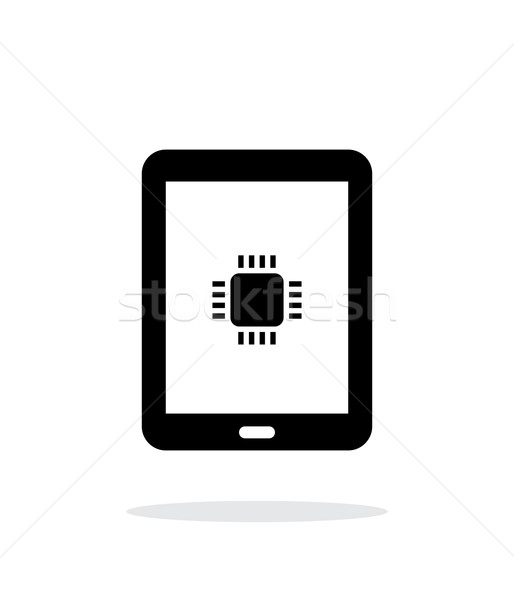 [[stock_photo]]: Comprimé · cpu · simple · icône · blanche · affaires