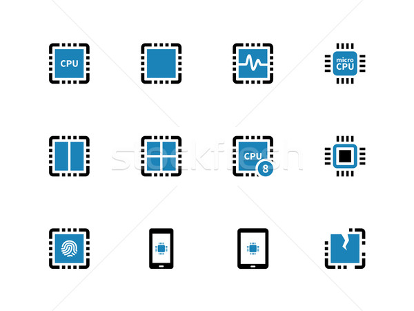 プロセッサ ユニット アイコン 白 コンピュータ 電話 ストックフォト © tkacchuk