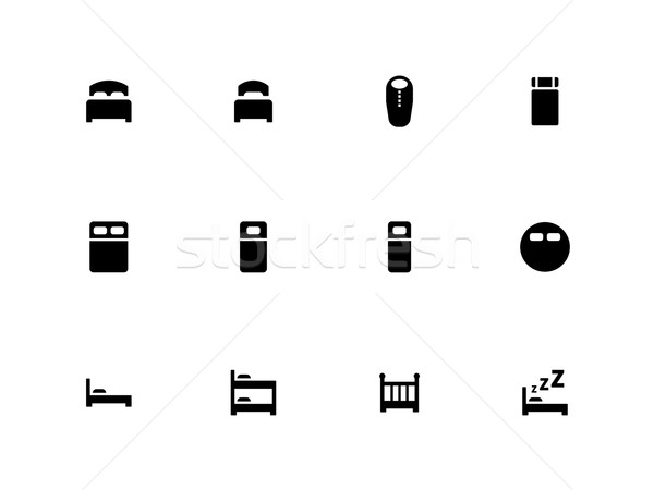 Bed icons on white background. Stock photo © tkacchuk