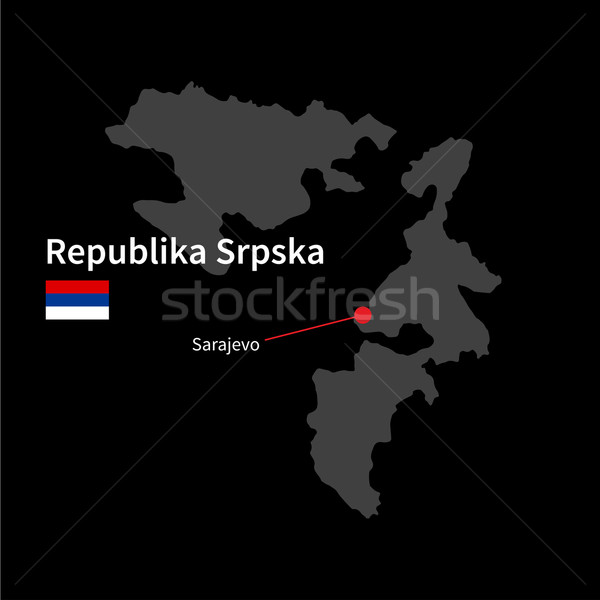 Detailed map of Republika Srpska and capital city Sarajevo with flag on black background Stock photo © tkacchuk