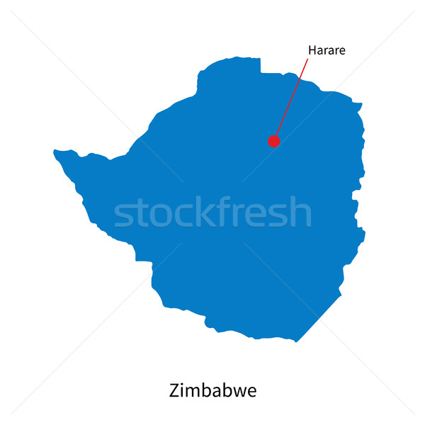 Detailed vector map of Zimbabwe and capital city Harare Stock photo © tkacchuk