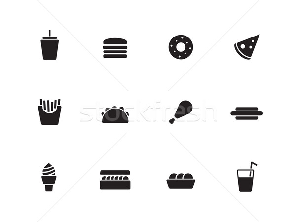 Fast food iconen witte voedsel pizza glas Stockfoto © tkacchuk