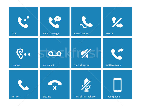 Phones related icons on blue background. Stock photo © tkacchuk