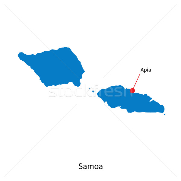 Stockfoto: Gedetailleerd · vector · kaart · Samoa · stad · wereld