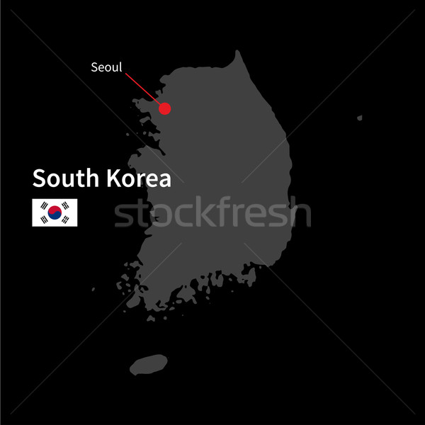 подробный карта Южная Корея город Сеул флаг Сток-фото © tkacchuk