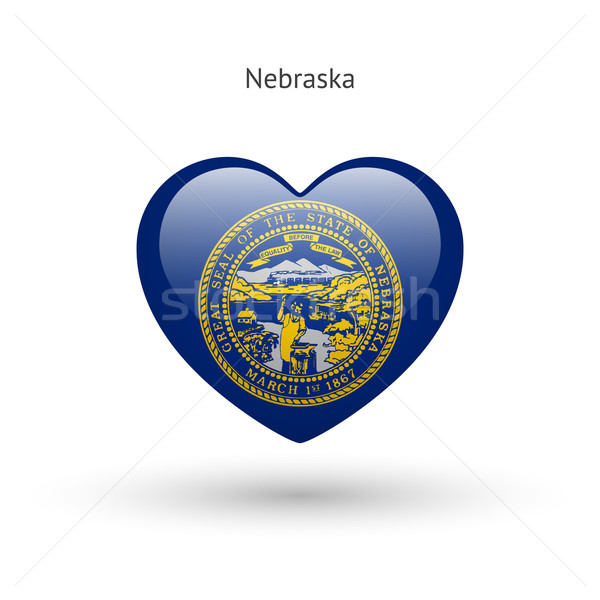 Miłości Nebraska symbol serca banderą ikona Zdjęcia stock © tkacchuk