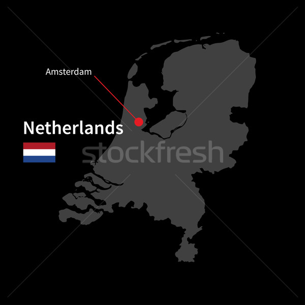 Stock foto: Detaillierte · Karte · Niederlande · Stadt · Amsterdam · Flagge